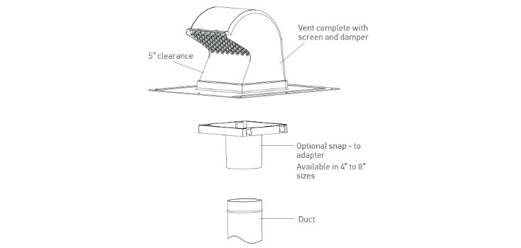 Durable & Elegant Steel Roof Cap Vent w/ Damper Flap for 6-Inch Round Duct 